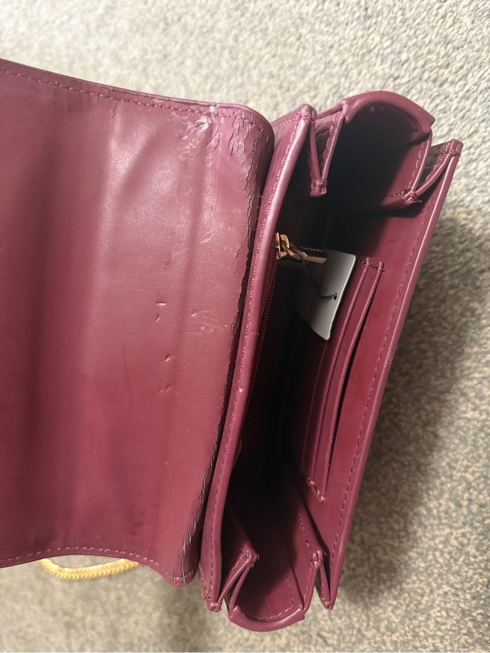 Burgundy Charles & Keith Croc-Effect Boxy Chain Strap Bag - Picture 8 of 8